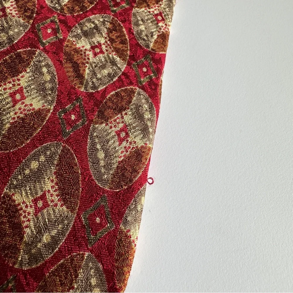 Burberry Red and Gold Geometric Men's Silk Tie